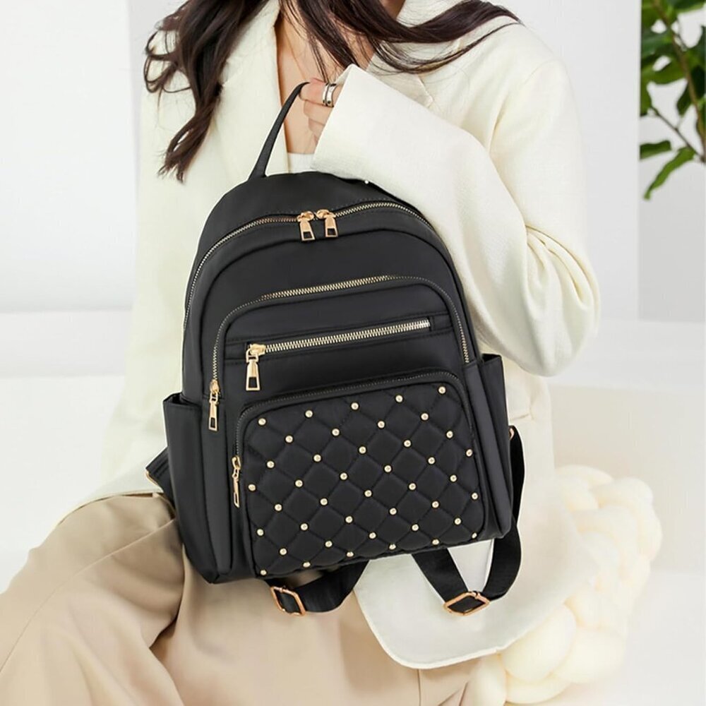 Mini Nylon Backpack for Women Lightweight Travel Purse G Black Small Trendy Bag - Picture 5 of 7